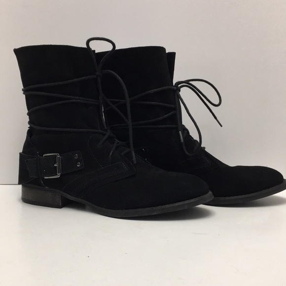 CARLOS by Carlos Santana Vicksburg Black Suede Leather Lace Up Harness Boots 8.5 - Picture 1 of 16